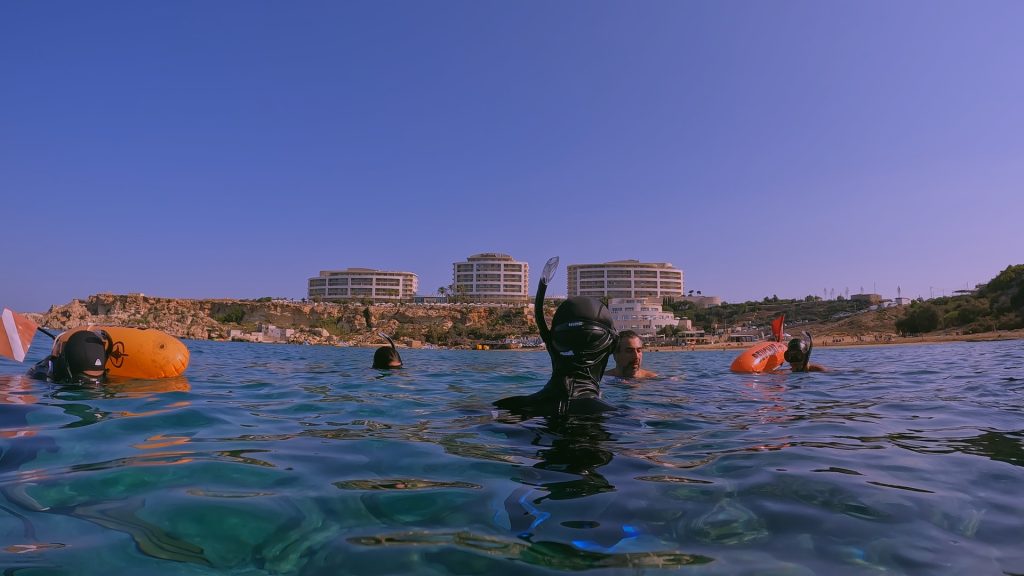 Snorkellers at Golden Bay
